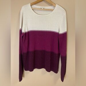 LAURA Knit Sweater Burgundy Fuchsia Cream Shimmer Sparkly Colour Block Top